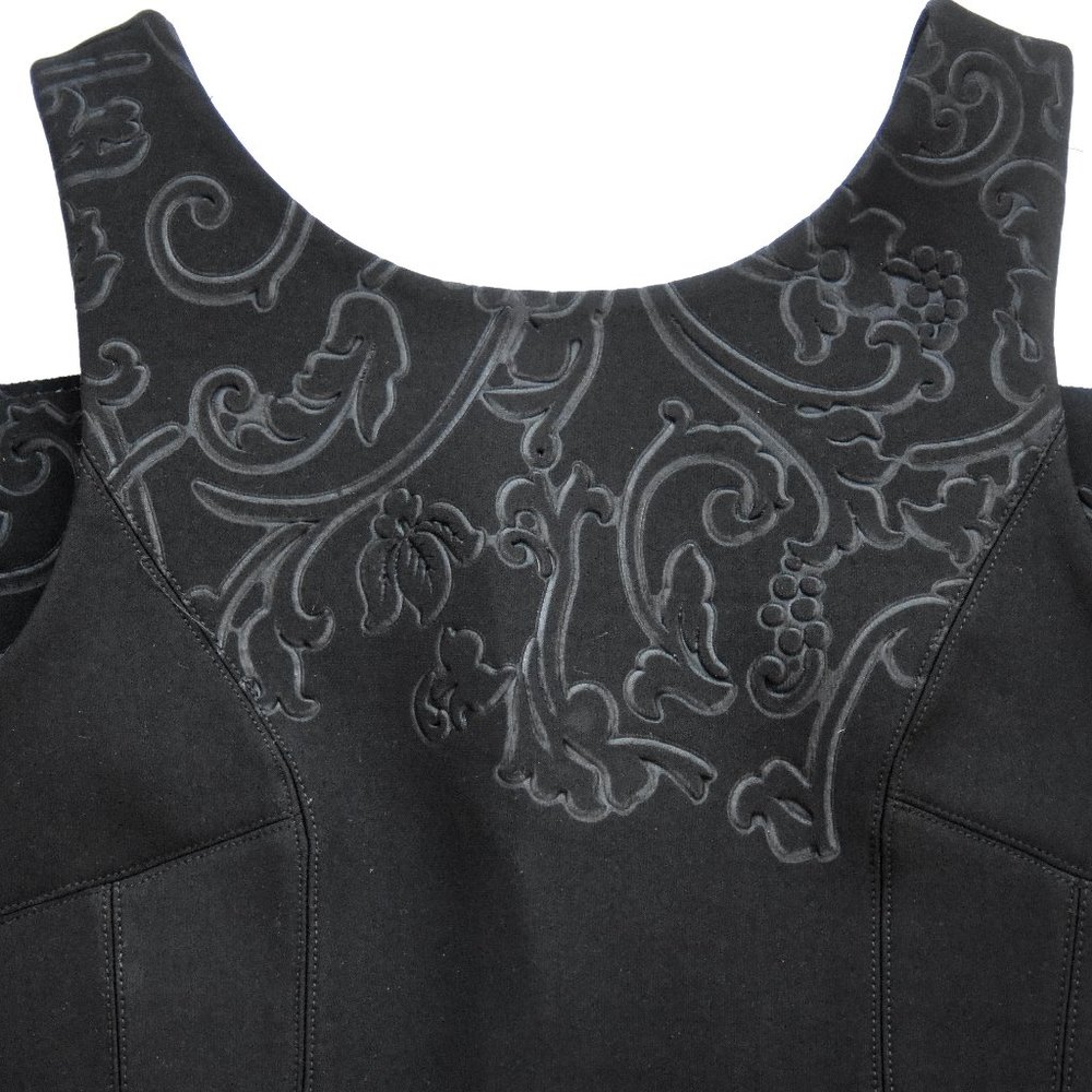 Vera Wang Neoprene Scuba Fit & Flare Black Dress 6 - Picture 3 of 7